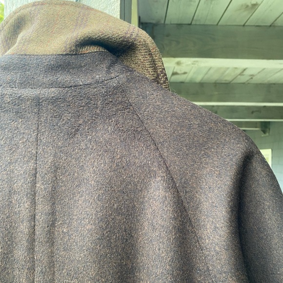 Chrysalis England Reversible Tweed Melton Wool Green Brown Check Overcoat 40 - Picture 14 of 14
